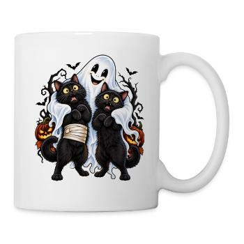 Katzen Gespenst – Lustiges Halloween - Tasse - Weiß - Rechts