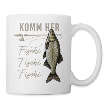 Komm her Fischi Angler Rute Brasse Wasser - Tasse - Weiß - Rechts