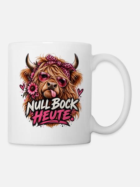 Null Bock Heute – Freches Highland Rind - Tasse - Weiß