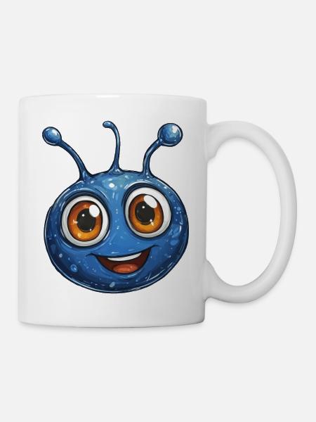 Blauer Schleimheld Cartoon - Tasse - Weiß