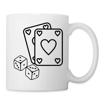 Spielkarten Würfel Glück minimalistisch - Tasse - Weiß - Rechts