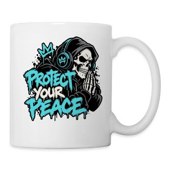 Protect Your Peace – Skull Headphones Streetwear - Tasse - Weiß - Rechts