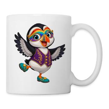 Karnevals-Pinguin im Lila-Weste - Tasse - Weiß - Rechts