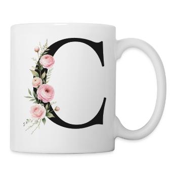 C Buchstabe Monogram Floral - Tasse - Weiß - Rechts