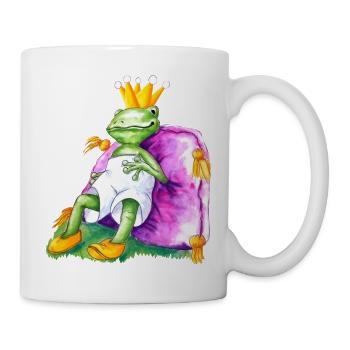 Froschkönig auf royalem Samtkissen - Tasse - Weiß - Rechts