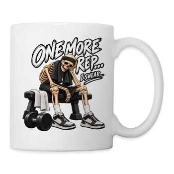 Noch eine Wiederholung, ich schwöre – lustiges Zitat aus dem Fitnessstudio - Tasse - Weiß - Rechts