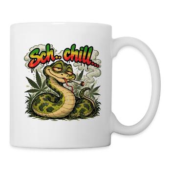 Chill – Bekiffte Schlange | Lustiges Stone Design - Tasse - Weiß - Rechts