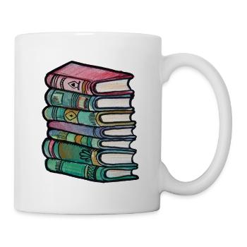 Lebendige gestapelte Buchmontage - Tasse - Weiß - Rechts