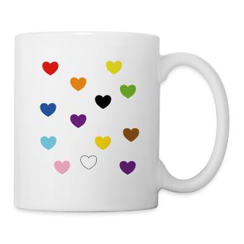 Rainbow Hearts – Inklusive Pride-Farben - Tasse - Weiß - Rechts