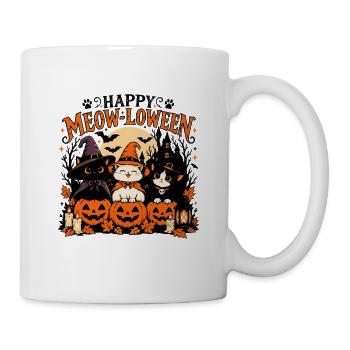 Happy Meow-loween – Lustige Halloween Katzen - Tasse - Weiß - Rechts