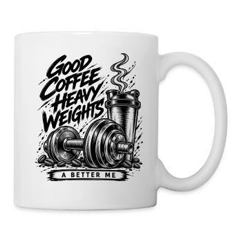 Good Coffee Heavy Weights – Fitnessstudio & Kaffee - Tasse - Weiß - Rechts