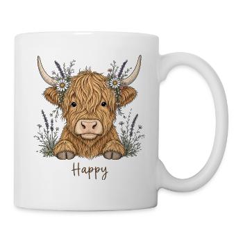 Happy Highland Kuh Lavendel - Tasse - Weiß - Rechts