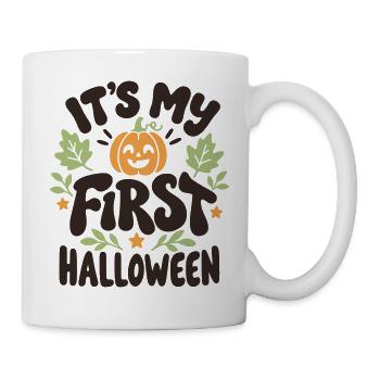 Es ist mein erstes süßes Halloween-Kürbisbaby - Tasse - Weiß - Rechts