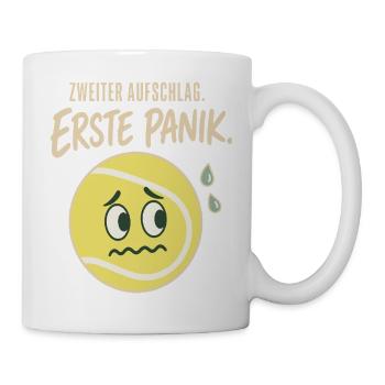 Zweiter Aufschlag Erste Panik Tennis Spruch - Tasse - Weiß - Rechts
