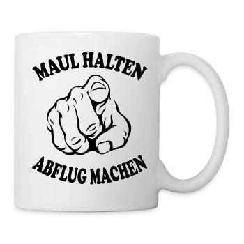 Maul halten Abflug machen Schnauze halten - Tasse - Weiß - Rechts