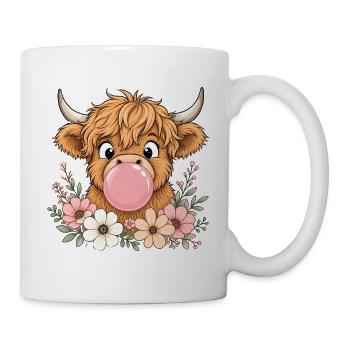 Süße Highland Kuh mit Kaugummi - Tasse - Weiß - Rechts