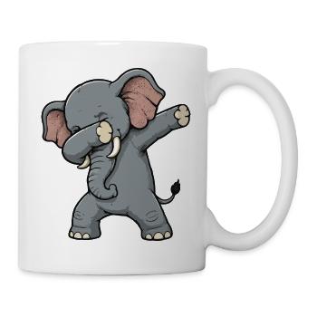 Dab-Elefant Cartoon - Tasse - Weiß - Rechts