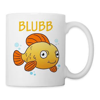 Blubb Goldfisch Süßer Fisch Aquarium Fischchen - Tasse - Weiß - Rechts