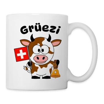 Gruezi Schweizer Kuh  - Tasse - Weiß - Rechts