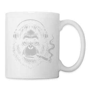 Kopfhörer-Orang-Utan Rauch-Zigarren-Tee - Tasse - Weiß - Rechts