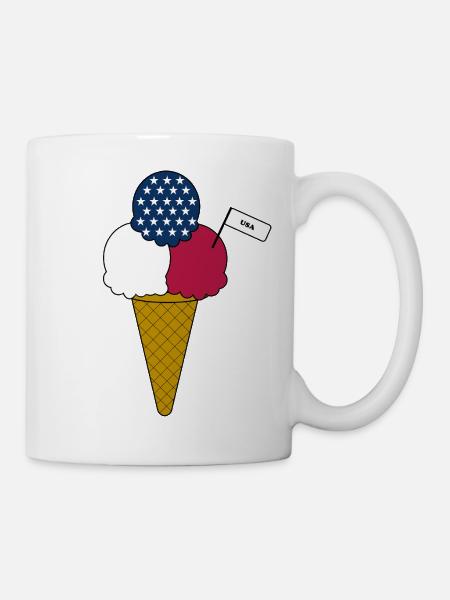 USA flag cream Eiscreme - Tasse - Weiß