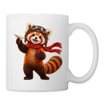 Pilot Red Panda mit Papierflugzeug - Tasse - Weiß - Rechts