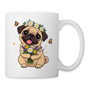 Mops Hund süßer Mops niedlicher Mops - Tasse - Weiß - Rechts
