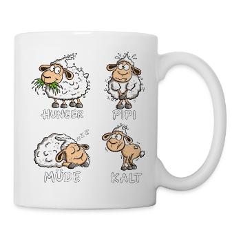Hunger Müde Kalt Schafe Spruch Tierhumor - Tasse - Weiß - Rechts
