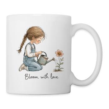 Mädchen mit Gießkanne – Bloom With Love Garten - Tasse - Weiß - Rechts