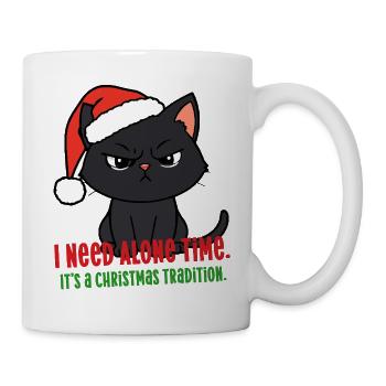 Wütender Weihnachtskatzen-Weihnachtsmütze braucht Zeit für sich allein - Tasse - Weiß - Rechts