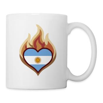 Flammendes Herz mit Argentinien-Flagge - Tasse - Weiß - Rechts
