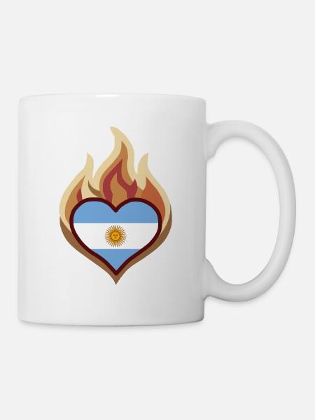 Flammendes Herz mit Argentinien-Flagge - Tasse - Weiß