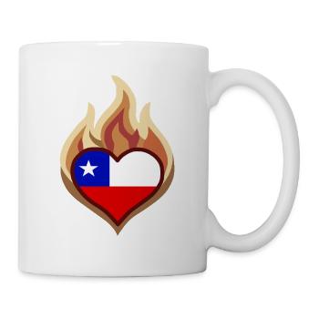 Flammenherz Chile Flagge - Tasse - Weiß - Rechts