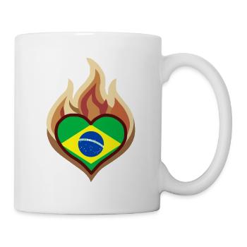 Herzflagge Brasilien Feuer - Tasse - Weiß - Rechts