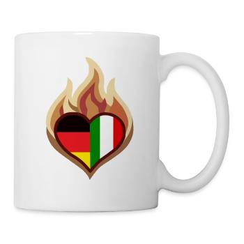 Flammendes Herz Deutschland und Italien - Tasse - Weiß - Rechts