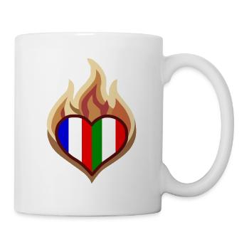 Flammendes Trikoloreherz Frankreich und Italien - Tasse - Weiß - Rechts