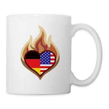 Feuerherz Flaggenfusion Deutschland USA - Tasse - Weiß - Rechts