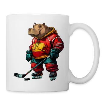 Nilpferde Eishockeyspieler / Hockey Flusspferd - Tasse - Weiß - Rechts