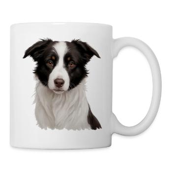 Border Collie Porträt: Treuer Blick - Tasse - Weiß - Rechts