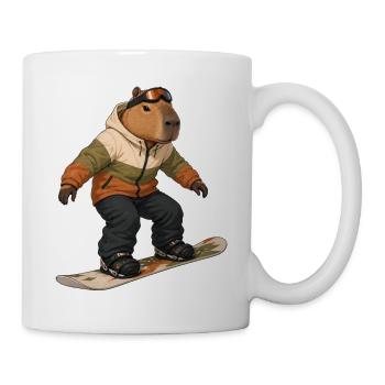 Capybara beim Snowboarding - Tasse - Weiß - Rechts