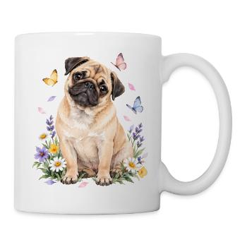 Mops Hund süßer Mops niedlicher Mops - Tasse - Weiß - Rechts