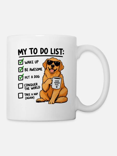 Golden Retriever To Do List – Lustiger Hund Kaffee - Tasse - Weiß