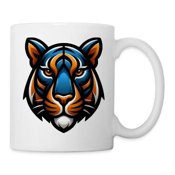 Tiger Kopf Vektor Blau Orange - Tasse - Weiß - Rechts