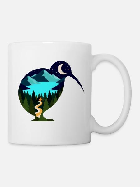 Kiwi Nachtlandschaft - Tasse - Weiß