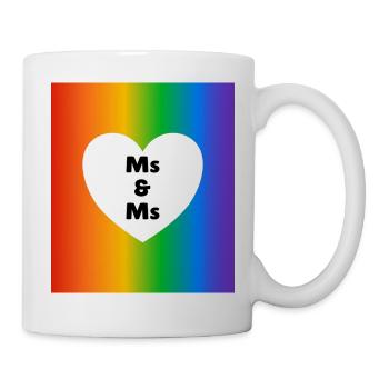 Frau & Frau Pride Heart on Rainbow – lesbische Hochzeit - Tasse - Weiß - Rechts