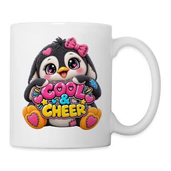 Patchwork-Pinguin mit Herztext - Tasse - Weiß - Rechts