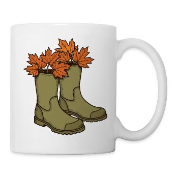 Gummistiefel voller Herbstlaub - Tasse - Weiß - Rechts