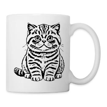Britisch Kurzhaar Katze Tigerkatze Katzenshirt  - Tasse - Weiß - Rechts