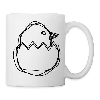 Osterküken handgezeichnet - Tasse - Weiß - Rechts