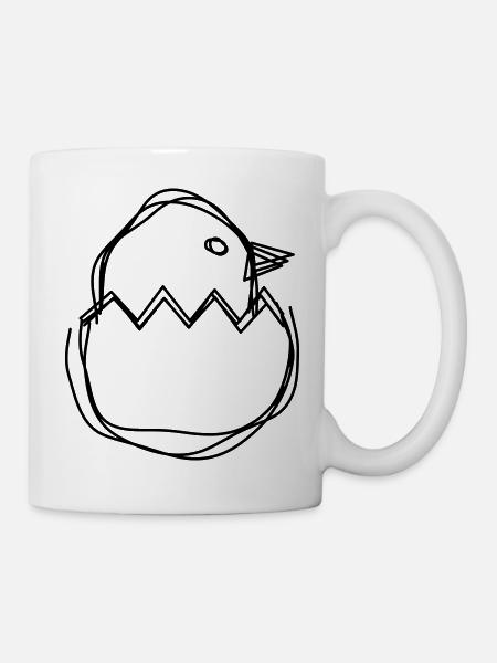 Osterküken handgezeichnet - Tasse - Weiß